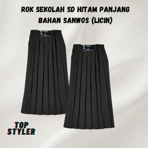 ROK SEKOLAH SD HITAM PANJANG BAHAN SANWOS (LICIN)