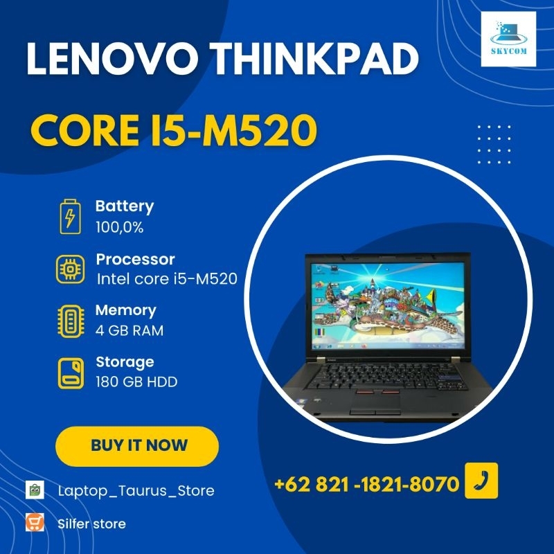 Lenovo Thinkpad T510 Intel core i5 M520 RAM 4gb HDD 180Gb