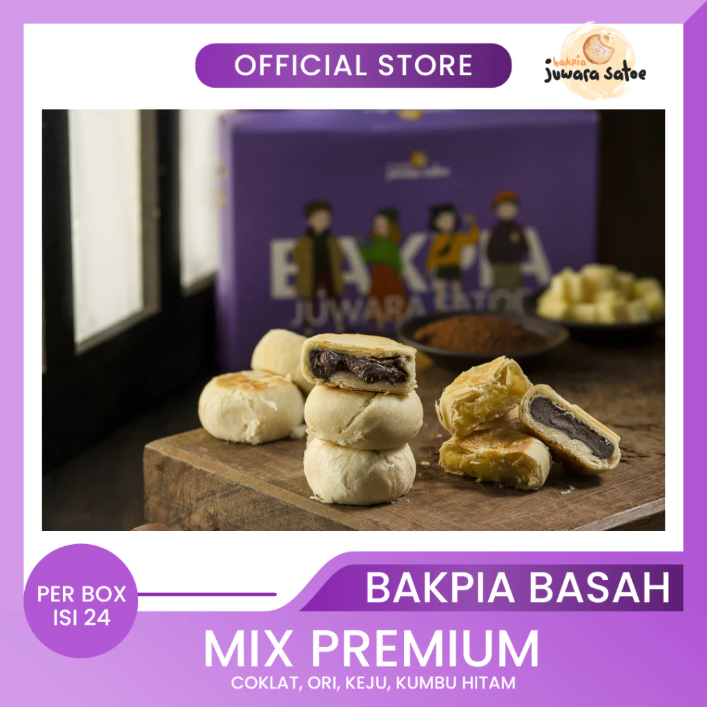 

BAKPIA JUWARA SATOE Bakpia Basah Mix isi 24 Pcs - Oleh Oleh Khas Jogja