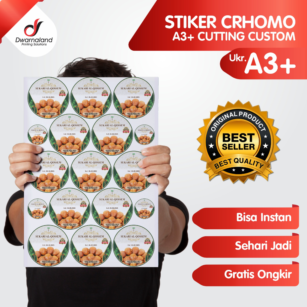 

Cetak Stiker A3+ | Stiker Label | Label Kemasan | Stiker Chromo Custom | Stiker cromo Bontax Full Colour