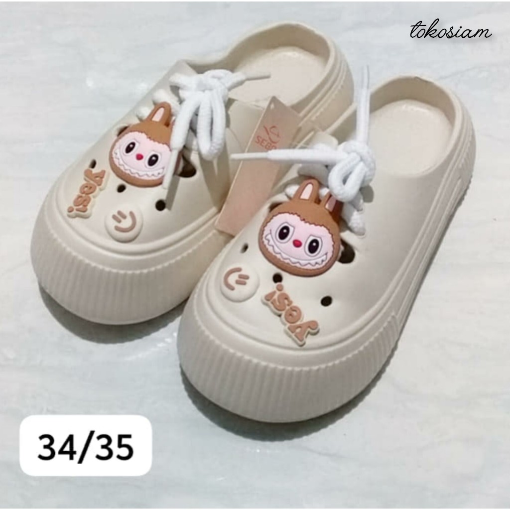 Tokosiam Sandal Slop Sepatu Anak Perempuan Yes Sebo Labubu Tali Sepatu 926B5E Real Pict Ukuran Tangg
