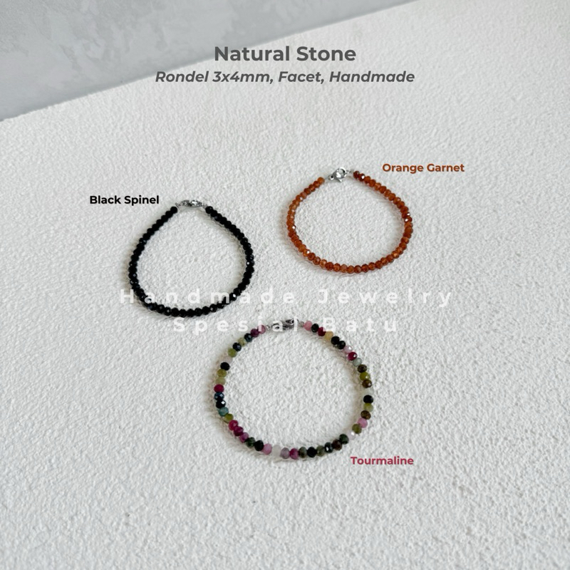 Gelang Batu Alam Giok Asli Tourmaline Kristal Hoki Merah Pelangi Garnet Kecil Hitam Wanita Stone Bra