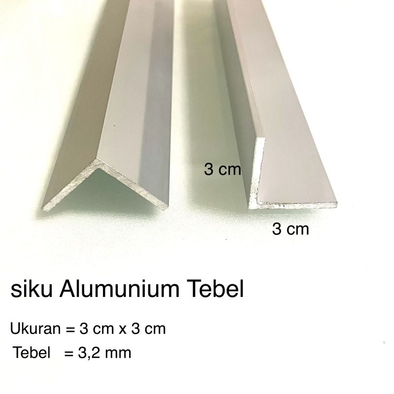 Siku alumunium 3 cm x 3 cm tebel 3,2 mm
