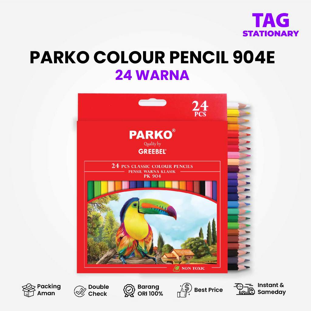 

PARKO Pensil Warna Panjang / COLOUR PENCIL 24 WARNA (24C 904E) / Classic Color Pencil