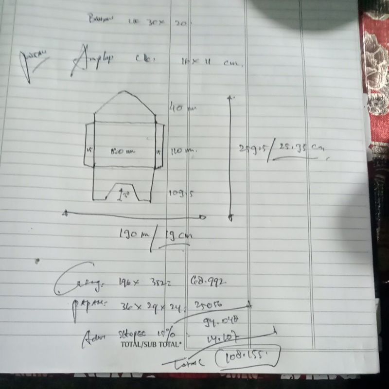 

pisaupond kertas amplop UK 16x11 custom sesuai pesanan