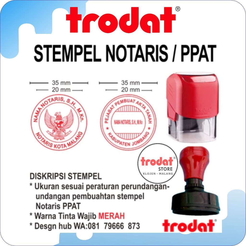 

Stempel Notaris / PPAT, ORIGINAL TRODAT & Flash Stamp TERMURAH