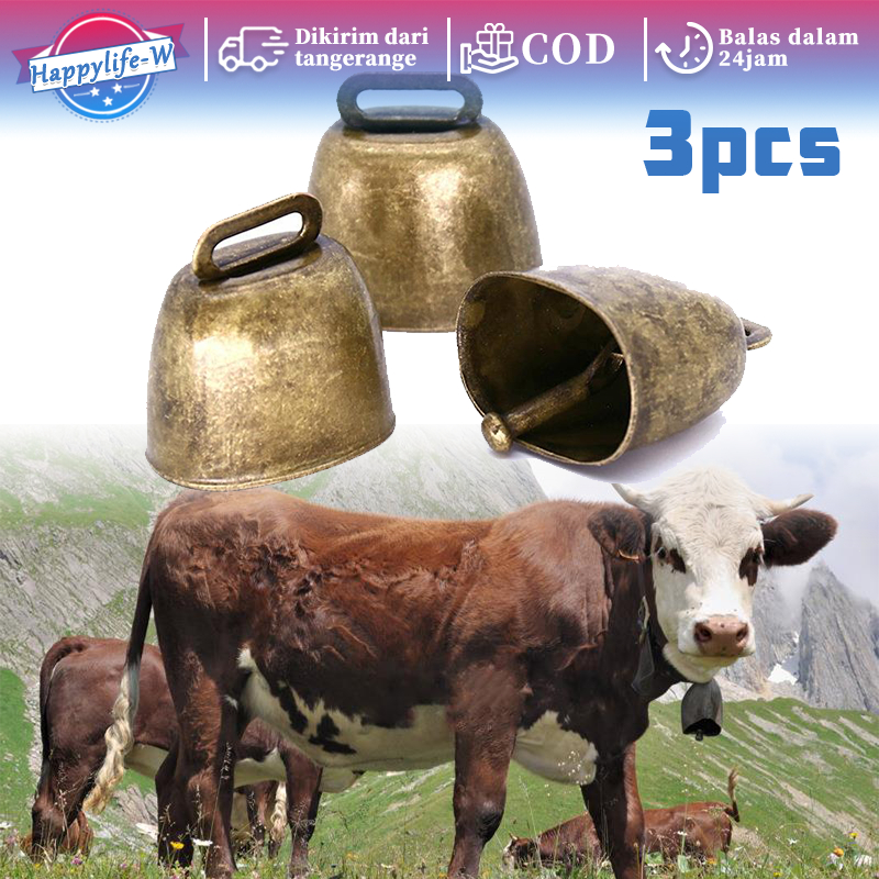 Bel Sapi 3pcs Klontongan Sapi Bunyi Keras Lonceng Sapi Besar Lonceng Kalung Sapi Lonceng Kambing
