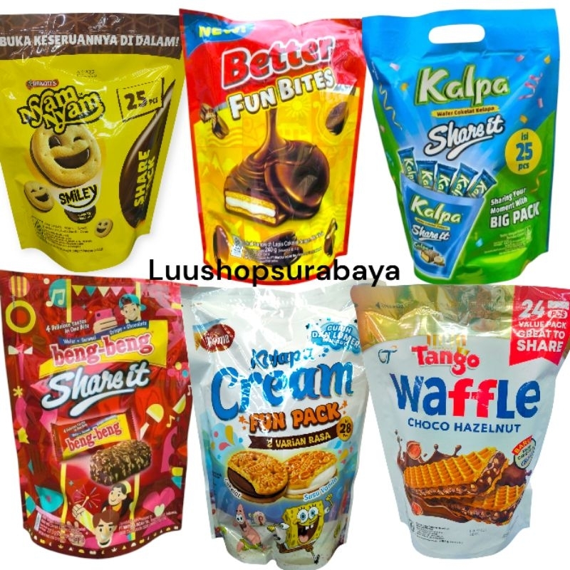 

Biskuit/Wafer Pouch Lebaran Beng-beng/Kalpa/Tango/Wafello/Blastoz/Better/Nyam-Nyam