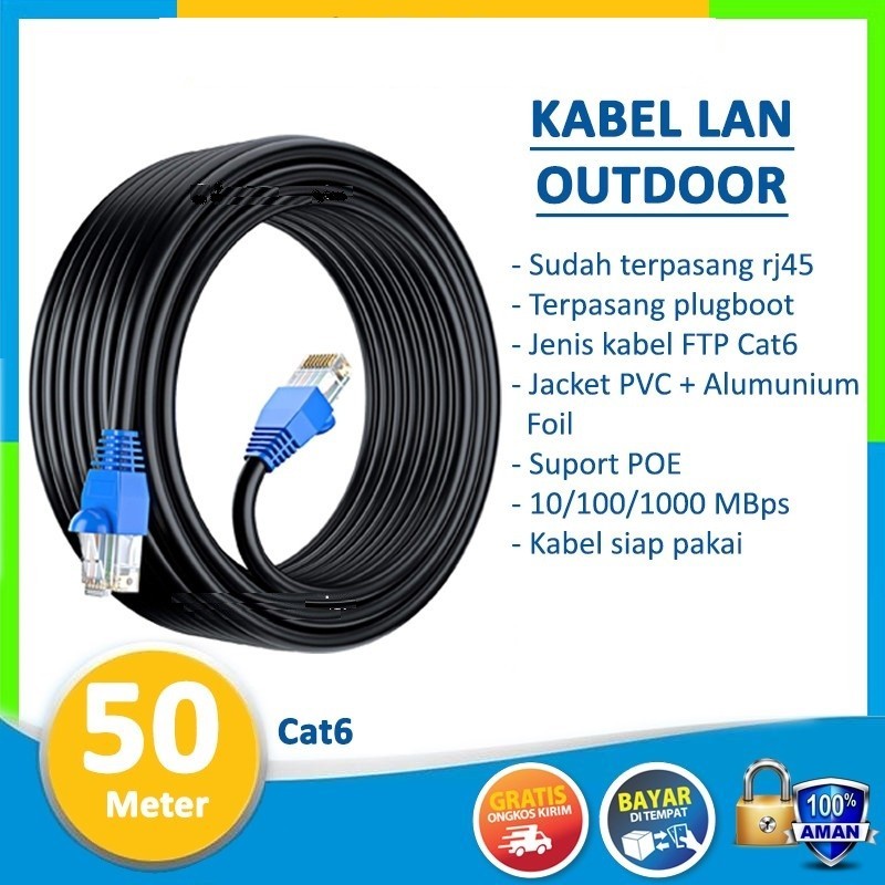 Kabel LAN OUTDOOR STP CAT6 50Meter FTP 50M Outdoor 50 Meter