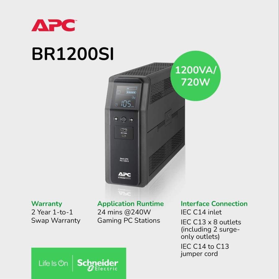 APC BR1200SI Back-UPS Pro UPS 1200VA 720Watt