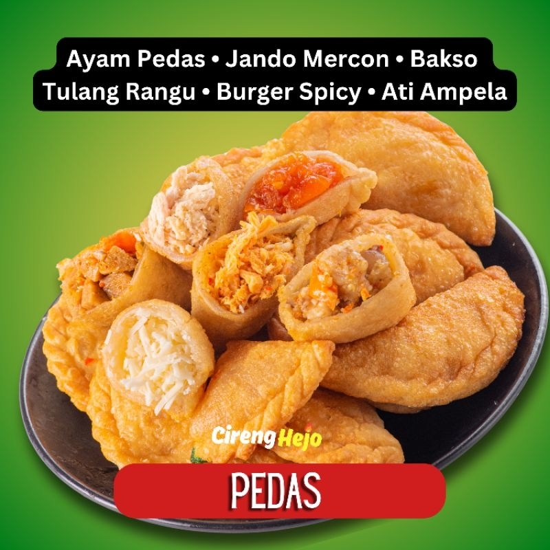 

Cireng Isi varian PEDAS (Ayam Suwir Pedas / Bakso / Jando Mercon / Ati Ampela / Spicy Burger / Tulang Rangu ) Ready FROZEN By Cireng Hejo