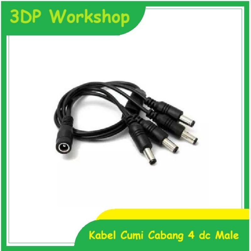 Kabel cumi Cabang 4 Kabel dc Male Connector Splitter 1-4