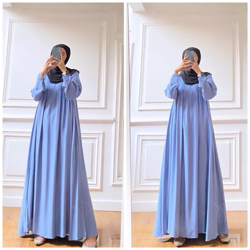 Ready ld 130,140 ,150 cm halwa dress gamis polos super jumbo panjang rayon twil oversize