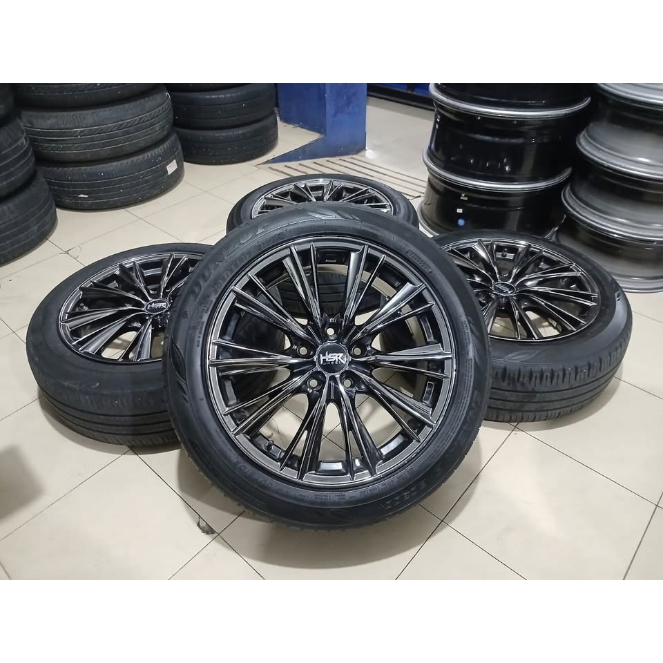 VELG BEKAS RING 17 WX HSR R17 LEBAR 7 PCD 5X114 ET42 HyperBlack + BAN DLP 205 55 R17