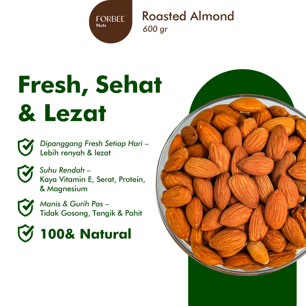 

Kacang Almond Panggang Forbee 600g Roasted Almond Snack Sehat Cemilan Sehat Kacang Kacangan