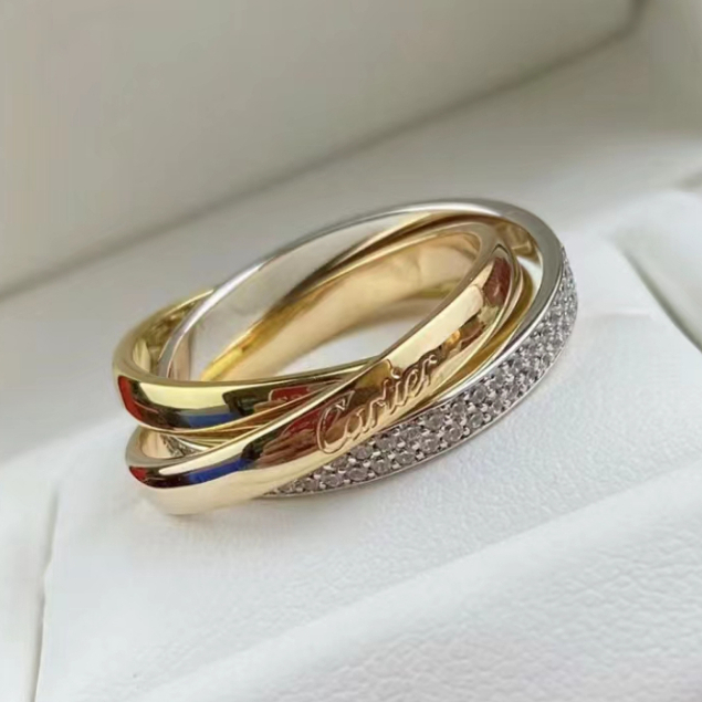 ❤️  COD【17K /emas asli/750kadar】Cincin Emas Tiga Cincin ring