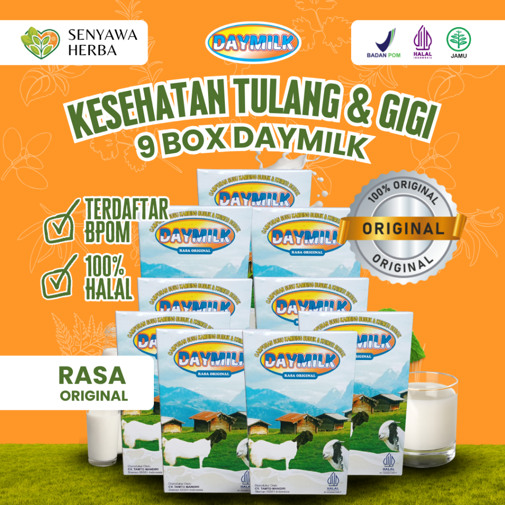 

PAKET 9 BOX SUSU DAYMILK ORIGINAL – Susu Kambing Etawa 200gr, Sehatkan Tulang, Sendi, Lambung