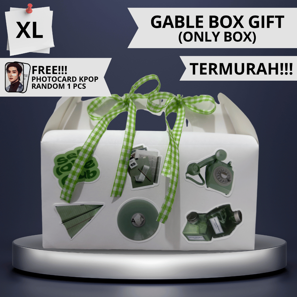 

GABLE BOX GIFT (ONLY BOX/TIDAK INCLUDE SNACK) XL GREEN BOX ULTAH GRADUATION LEBARAN HAMPERS