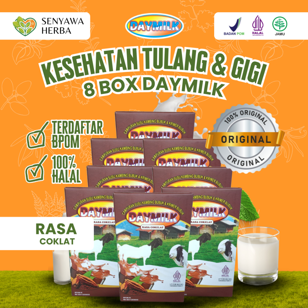 

PAKET 8 BOX SUSU DAYMILK COKELAT – Susu Kambing Etawa 200gr, Sehatkan Tulang, Sendi, Lambung