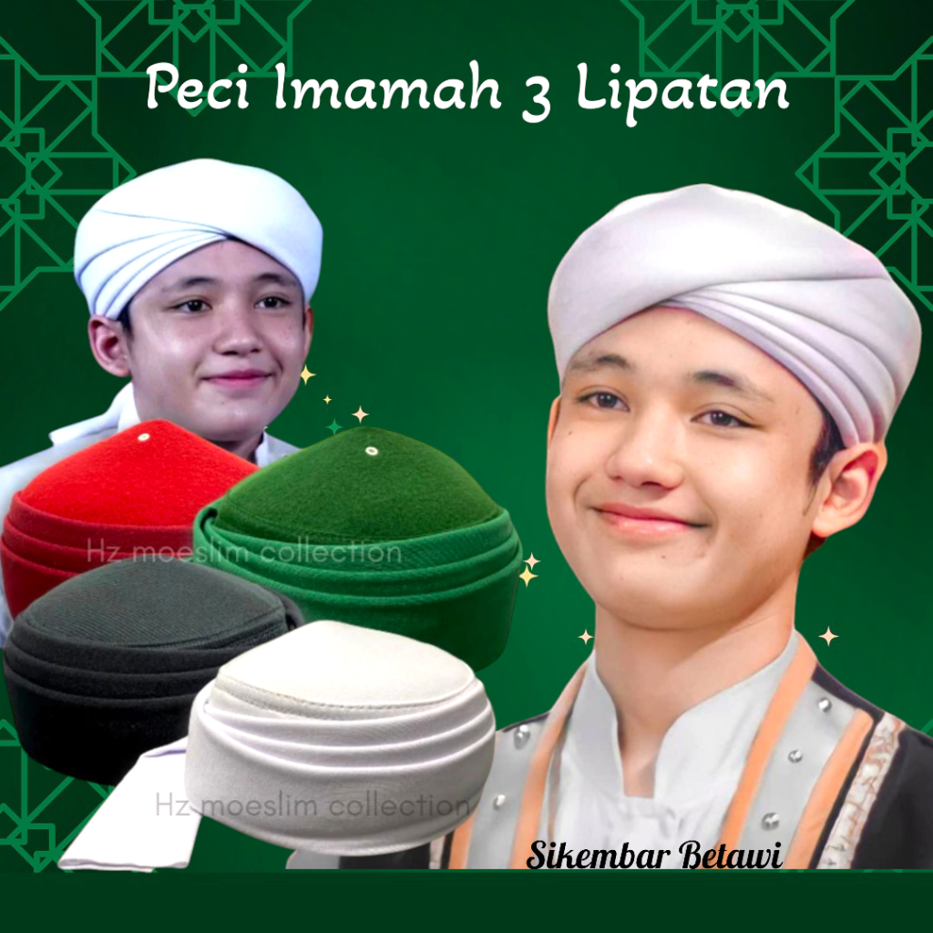 Peci Imamah Permanen 3 Lipat Tanpa Logo Peci Imamah Anak Dan Dewasa Peci Imamah Instan Permanen