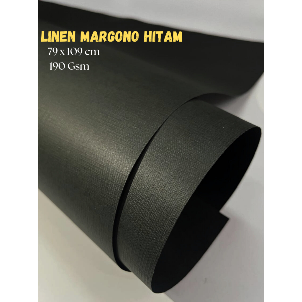 

( 1 PLANO ) KERTAS LINEN MARGONO HITAM 190 GSM UKURAN 79 X 109 CM