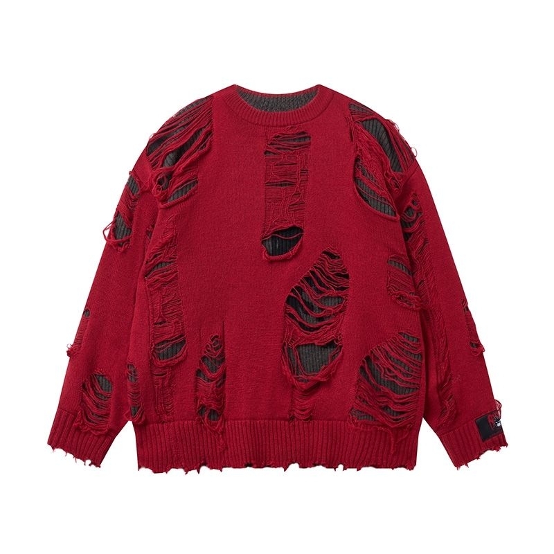 HIRONO x REVENGE Red Distressed Sweater