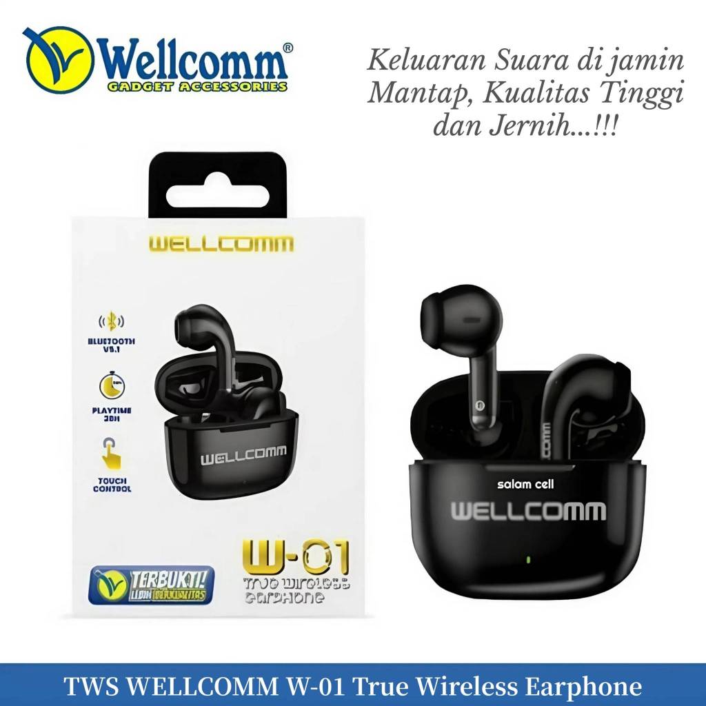 TWS WELLCOMM W01 / W05 / W06 Stereo Headset Bluetooth True Wireless Earphone