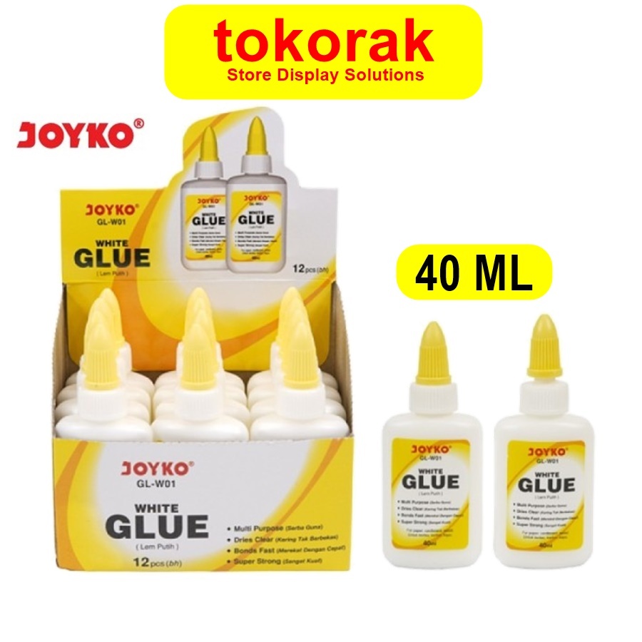 

LEM PUTIH 40 ML JOYKO WHITE GLUE MULTI PURPOSE 40ML LEM KERTAS PRAKARYA GL-W01 LEM CAIR