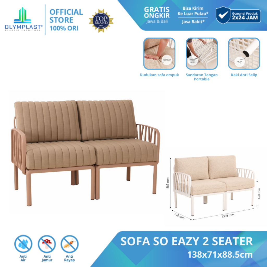 Olymplast Sofa SoEazy ( 2 Seater ) / Kursi Sofa Lipat / Kursi Ruang Tamu / Sofa Tamu
