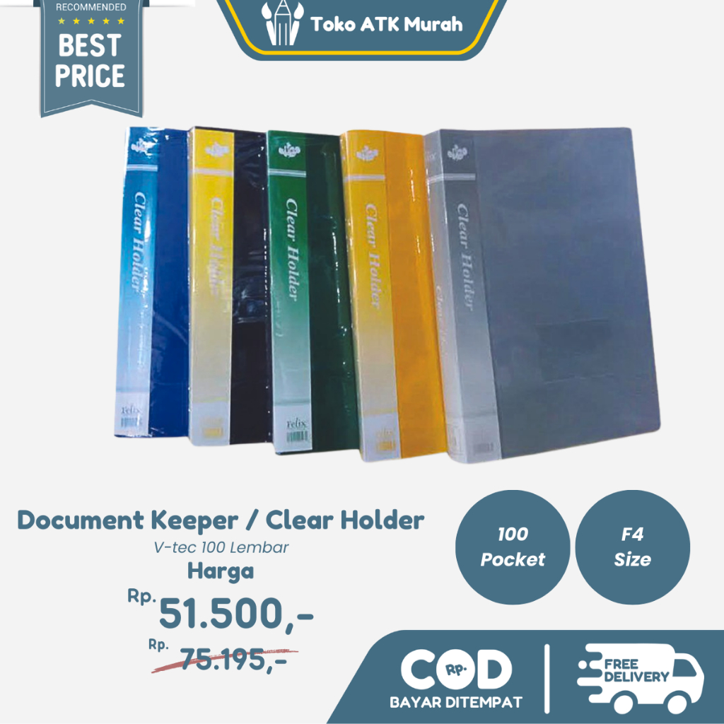 

Clear Holder / Display Book / Document Keeper V-tec 100 Lembar