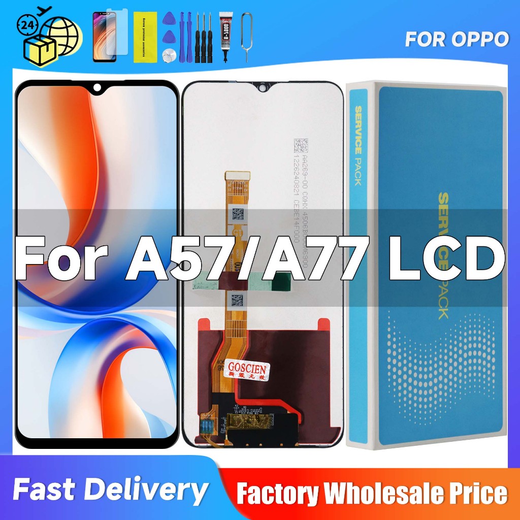 Tools + Frame Original LCD OPPO A57 A77 4G 5G A57s LCD Fullest Display Asli Layar Sentuh