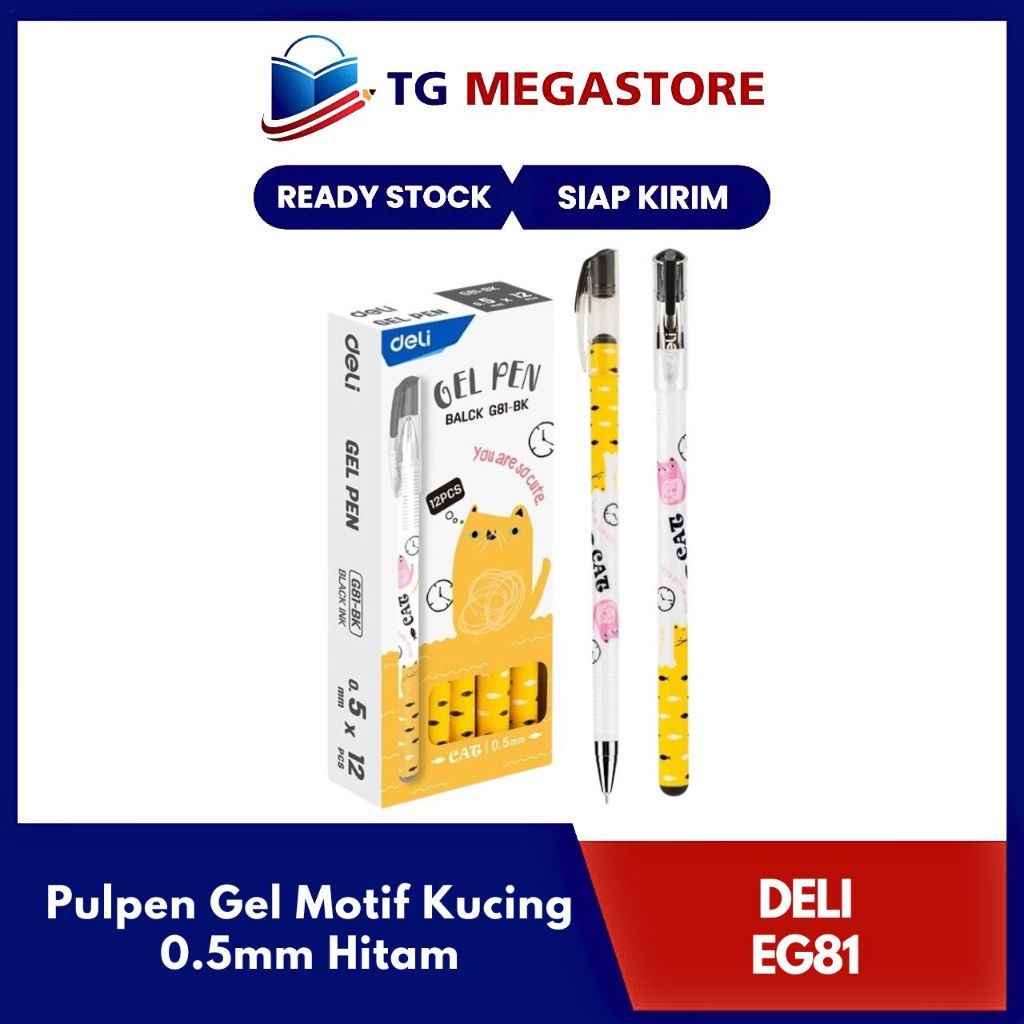 

Pulpen Gel Deli Motif Kucing 0.5mm Hitam - EG81-BK