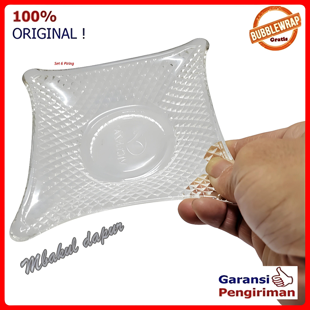 Piring Lepek Piring Kaca pisin Tatakan Lepek kopi kaca per 6 pc  diameter Besar 15 cm VICENZA
