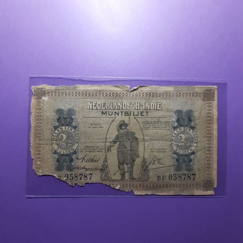 uang kuno 2.5 gulden muntbiljet 1940