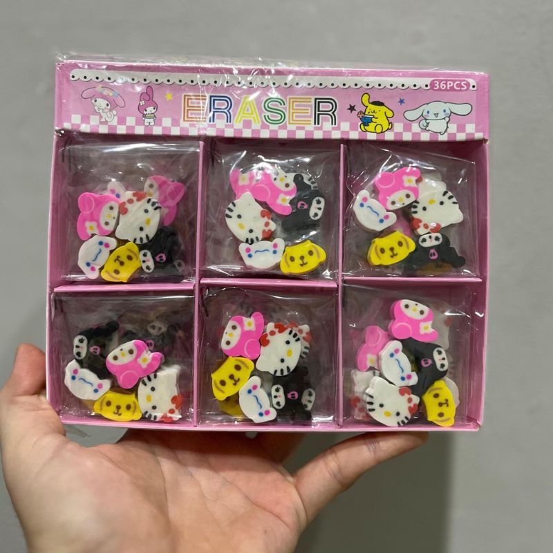 

Penghapus kepala karakter kuromi cinmoroll melody isi 5pcs