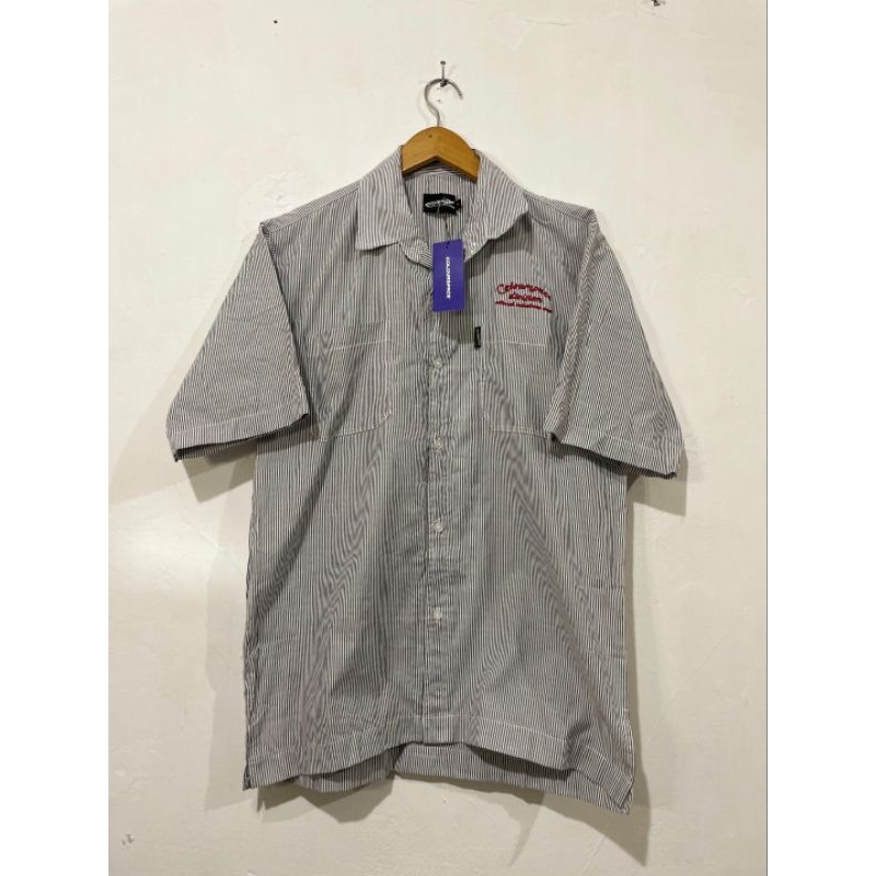Kemeja Strip Garis Pria Laki laki Brand Colourspace Grey WorkShirt Dash Light Grey