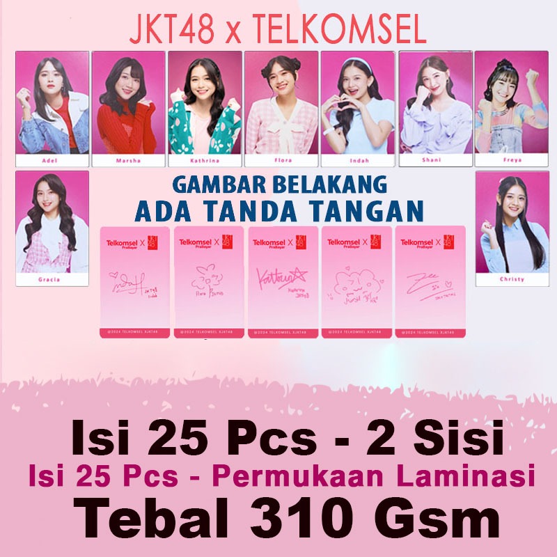 New Photocard JKT48 X Telkomsel #kuWOTA JKT 48 Ada Tanda Tangannya 2 Sisi 1 set isi 25 Pcs Lomocard