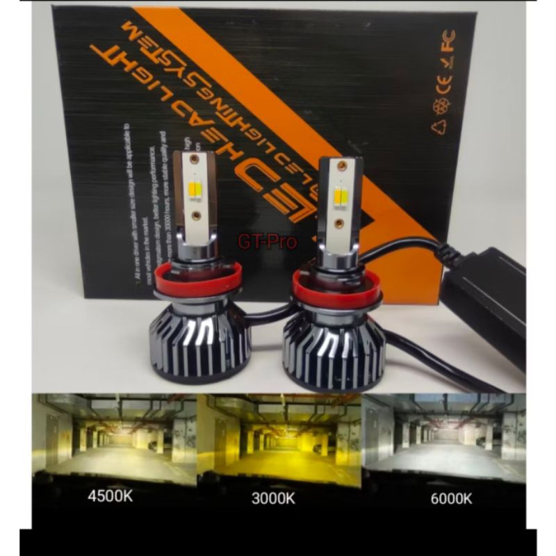 LAMPU LED HEADLAMP FOGLAMP H4 H11 HB3 HB4 TIGA WARNA TRICOLOR PUTIH KUNING PUTIH KEKUNINGAN