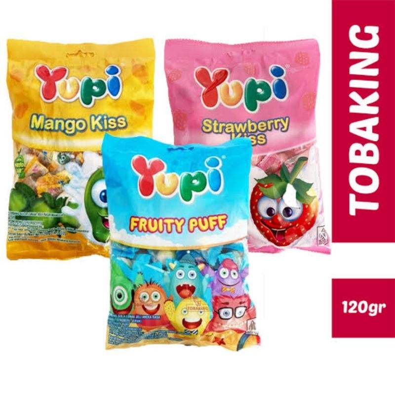 

YUPI STRAWBERY KISS | MANGO | FRUITY PUFF PERMEN GULA LUNAK JELY KEMASAN BAG NETTO 110 GR