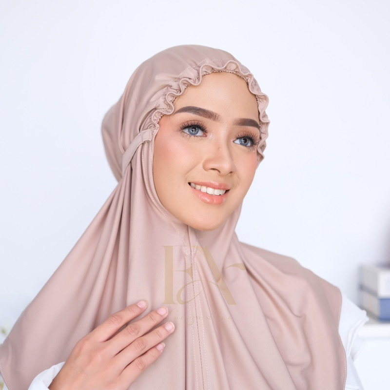 FAEYZA ALWA - Hijab Instan Bergo Syria Kerut Dahi Kerudung Bergo Tali Muslim Wanita