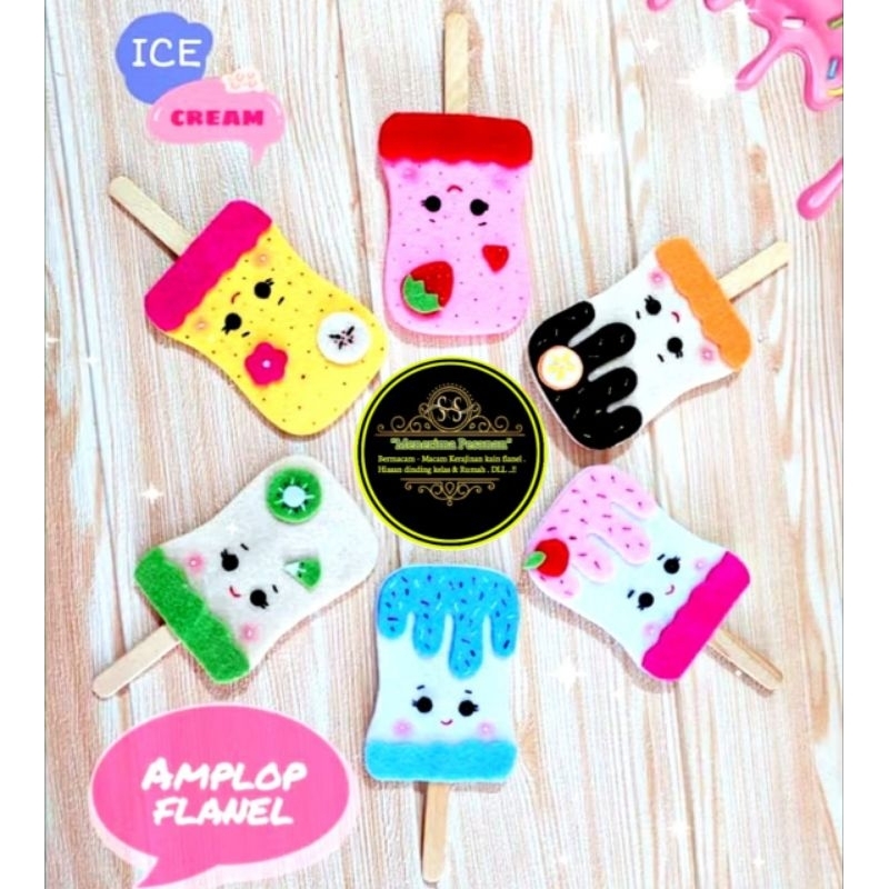 

(Ready) Amplop flanel Lebaran/Es krim/Aksesoris/Dekorasi/kerajinan kain flanel.