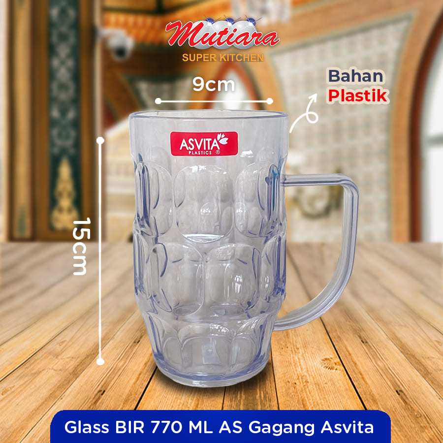 Mug Jumbo/Mug Plastik/Gelas Bir + Gagang 700 ml - Asvita
