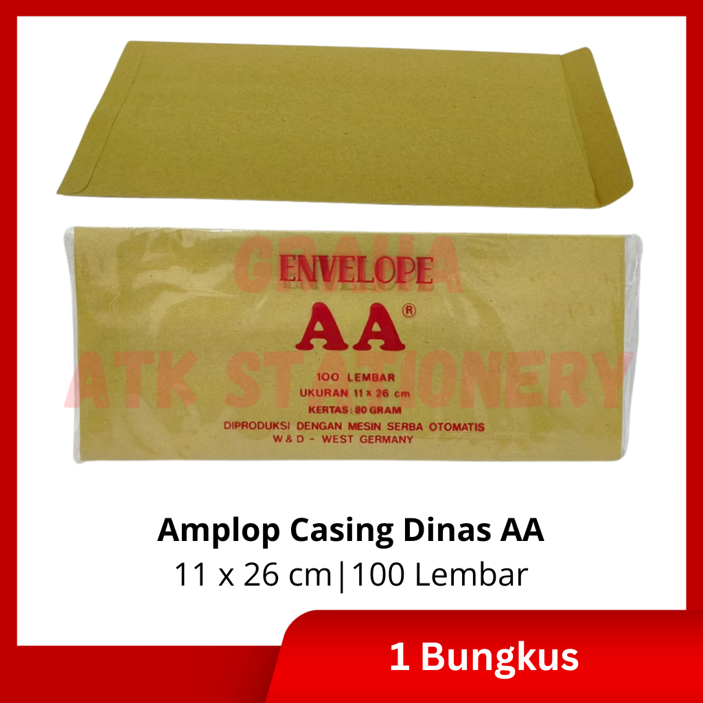 

[1 Bungkus] Amplop Coklat Dinas AA 11x26 cm / Amplop Casing Dinas / Amplop Kesing Dinas AA 11x26 cm