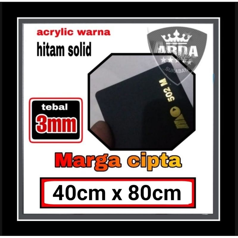 

akrilik 3mm hitam solid 40 x 80 akrilik lembaran marga cipta hitam glossy acrylic black ready stok