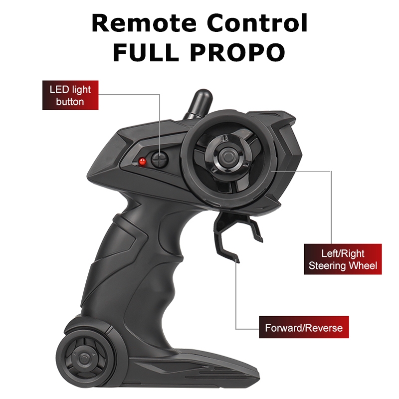 Mobil Remote Control Full Propo RC Mobil Offroad dengan Lampu LED Bodi Alloy Frekuensi 2.4GHZ