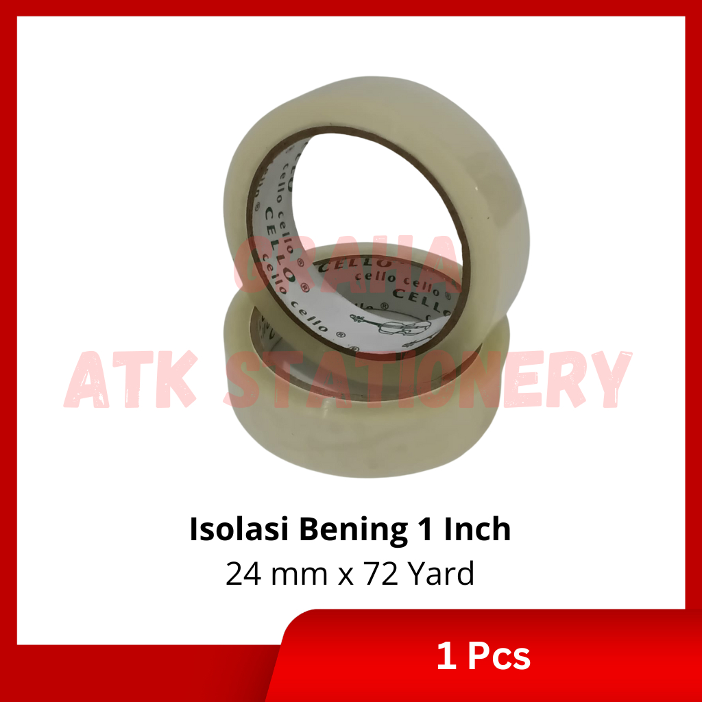 

[1 Pcs] Isolasi Tape 1 Inch 24mm x 72 Yard / Lakban Selotip Slasiban Tape 1 Inch 24mm Bening