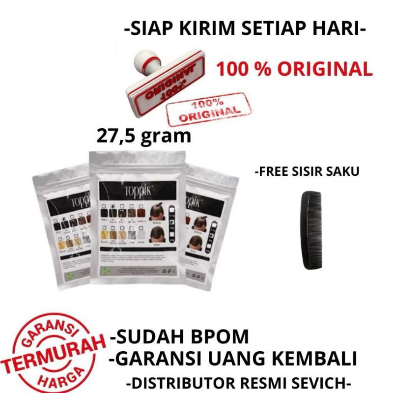 Penebal Rambut Toppik Kemasan Isi Ulang 27.5 gr Toppik hair Fiber Refill penebal Rambut Botak Dan Ti
