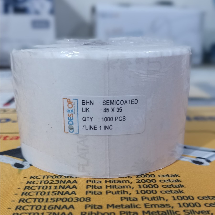 

Label Stiker Barcode 45 x 35 mm Semicoated 1 Line 45x35 isi 1000 Pcs Kertas Sticker Semicoat 45mmx35mm
