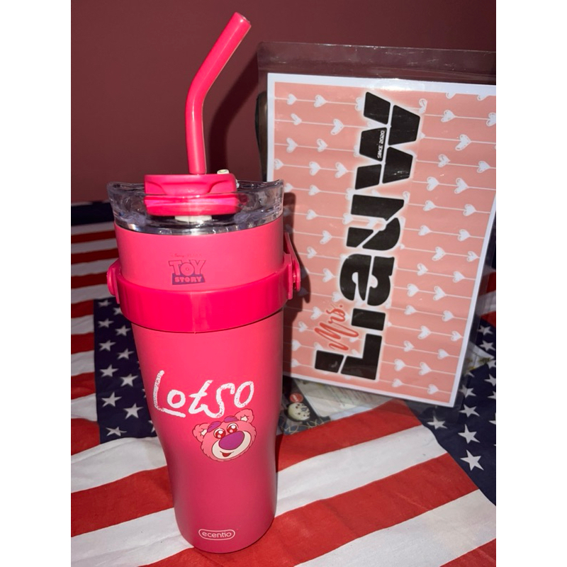 •MrsLiauw PRELOVED• ECENTIO Tumbler Disney Lotso 1200 ml / 1,2 liter Stainless Pink