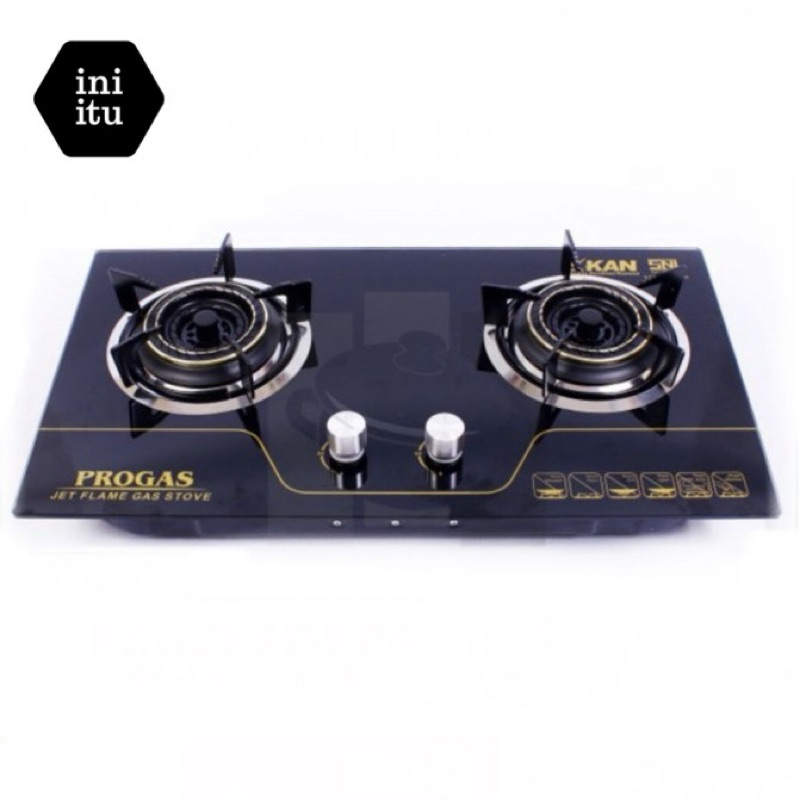 [ Progas  ] Kompor Gas Kaca / Kompor Duduk / Kompor Tanam Progas 2 tungku - PG 569 ( Full Gas )